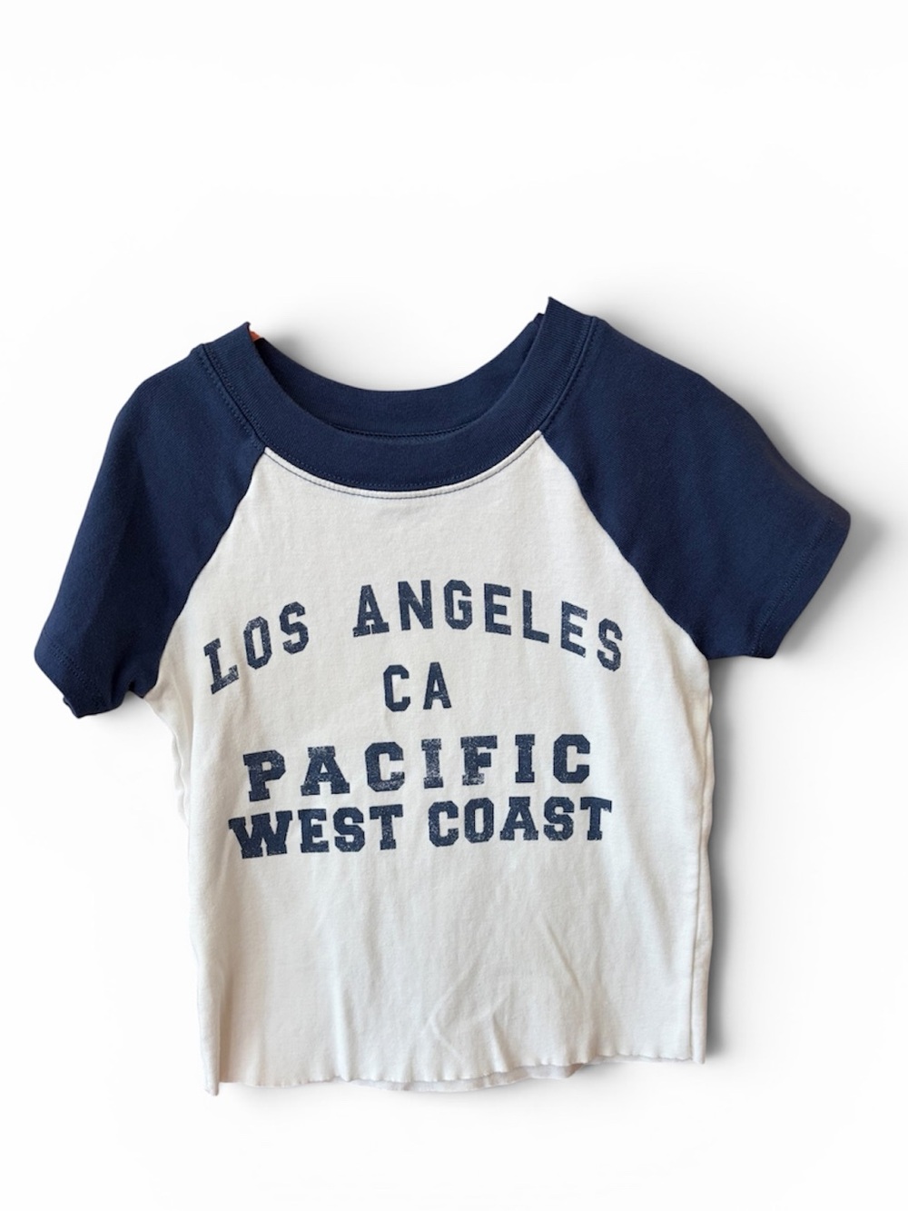 Art Class Kids short sleeves White Tee with Navy Crew Neck Sz M (8)